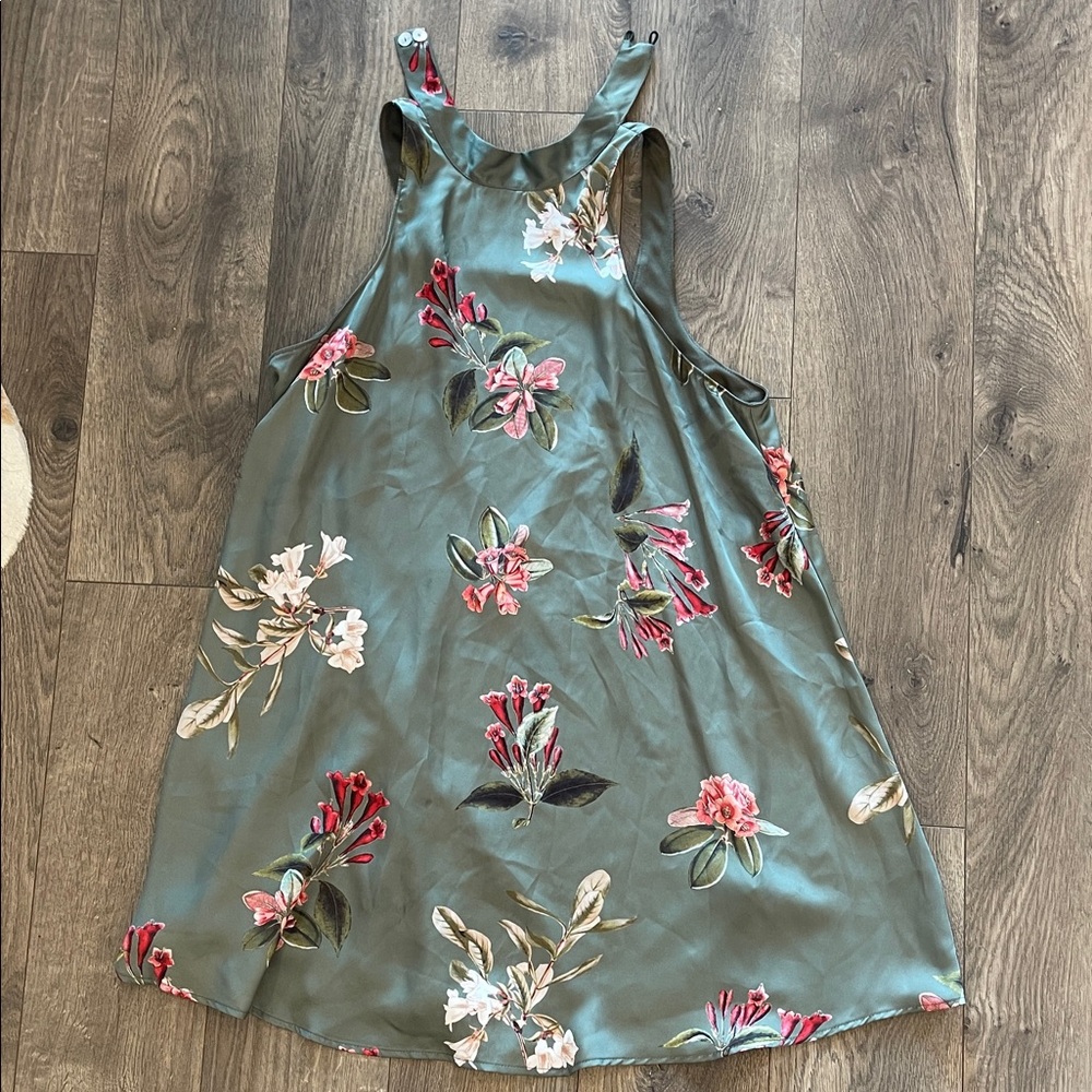 Show Me Your MuMu Floral Mini Dress in Green and Pink